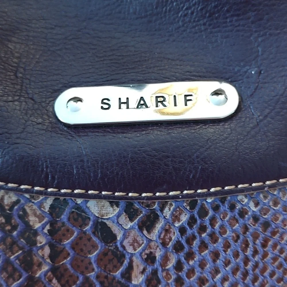 Sharif Studio Purple Snakeskin studded w/leopard print Shoulderbag. $279 Retail. - Picture 2 of 12